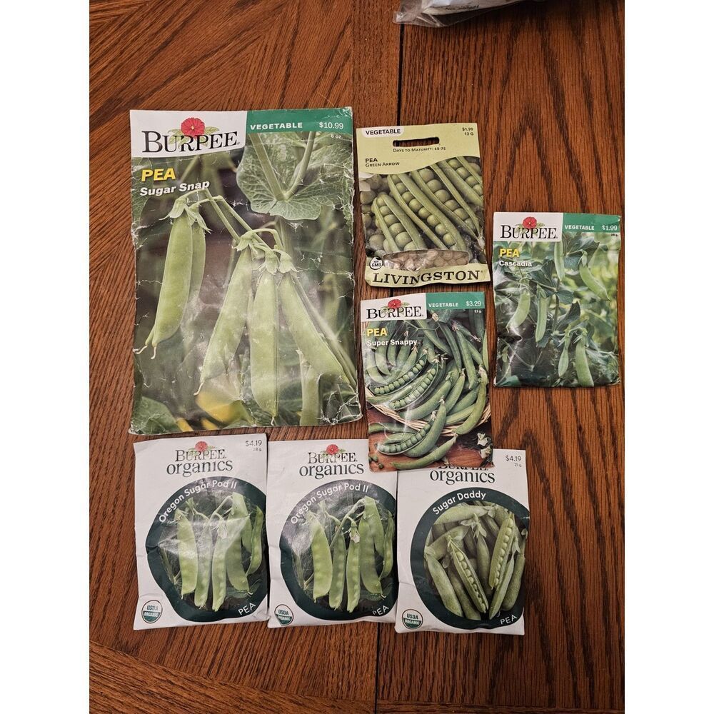 Lot Of 7 ‎ Burpee Garden Vegetable Seeds Packets Peas